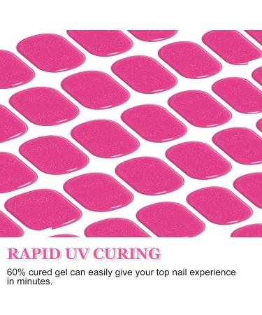 Semi Cured Gel Nail Strips - 16 Pcs Glitter Self-Adhesive Polish Stickers French Manicure Kit - Hot Pink - Buy Online on GoSupps.com