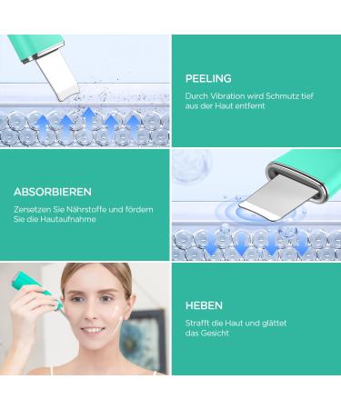 Voyor CP100 Ultrasound Peeling Device - Professional Wireless Skin Scrubber for Pore Cleaning & Gentle Facial Care - Waterproof & 3 Modes Green - Buy Online on GoSupps.com