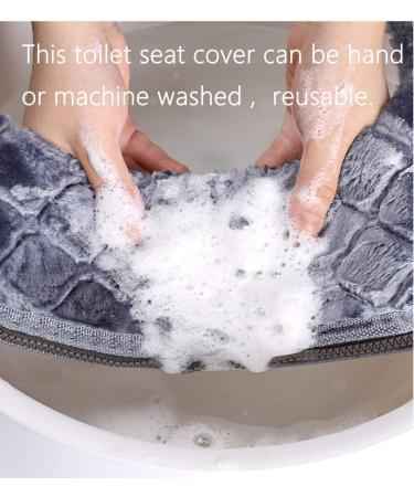 Soft Washable Cloth Toilet Seat Cover Pads - Reusable Grey Cover - Buy Online on GoSupps.com