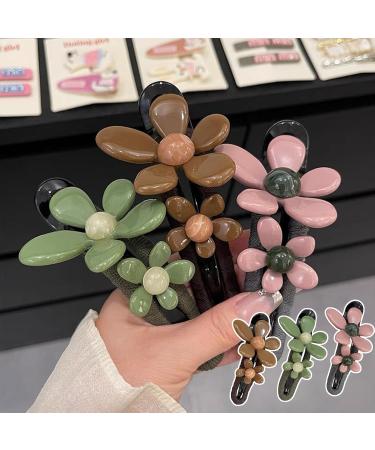 Retro Flower Duckbill Straight Clips Cute Matte Flat Hair Claw Clips Flower Flat Hair Clips Non-Slip Cute Duck Billed Flat Claw Clips Decorative Hair Clips for Thin Thick Hair(MIX-6PCS) - Buy Online on GoSupps.com