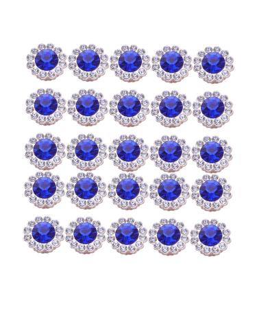 LALAFINA 50pcs Exquisite Tie Metal Hairband Sew Rhinestones Dress Abs Craft Blue Hairpin Ornament DIY Blue 1*0.5cm