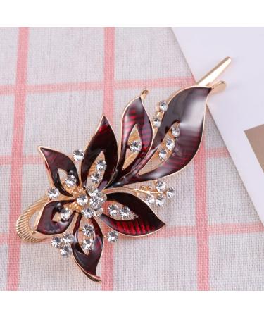 Lurrose Red Crystal Antique Flower Hair Clips Elegant Hair Accessories for Women - Buy Online on GoSupps.com