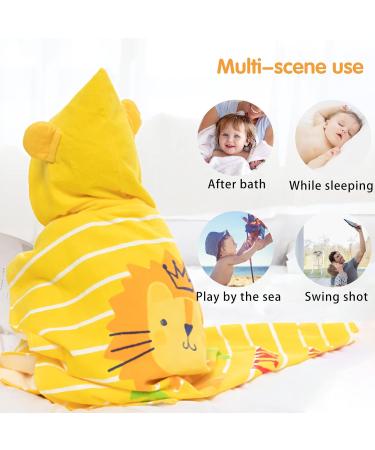 Supgomax Hooded Bathing Poncho for Kids - Cartoon Lion Beach & Bath Towel Absorbent Child Towels for Swimming & Shower - Buy Online on GoSupps.com