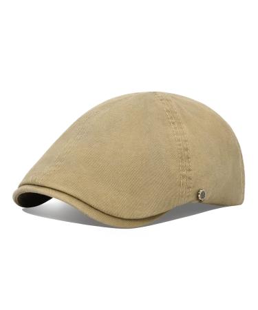 VOBOOM Cotton Flat Cap Cabbie Hat Gatsby Ivy Cap Irish Hunting Hat Newsboy Khaki