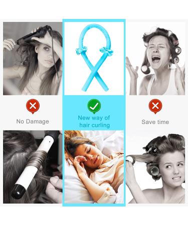 Silk Ribbon Heatless Hair Curler for Women | Overnight Long Hair Styling Tools | Heatless Curling Rod Headband with Scrunchies Clips (Black/Blue) - Buy Online on GoSupps.com