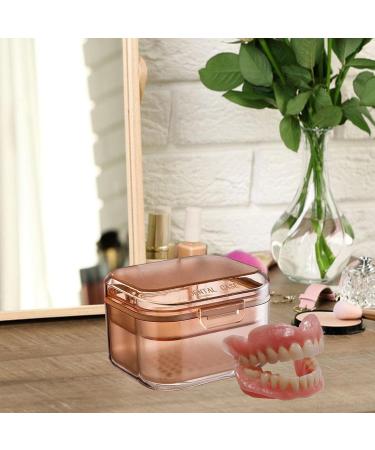Prosthesis Cleaning Case | Container for False Teeth with Drainage - Ideal for Dentures Bridges & Braces - Apricot - Buy Online on GoSupps.com