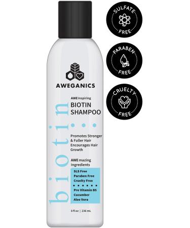 Biotin Hair Growth Shampoo AWE Inspiring Thickening Shampoo for Hair Loss and Thinning Hair - SLS-Free Paraben-Free Cruelty-Free Moisturizing B5 Vitamins Cucumber Aloe Vera