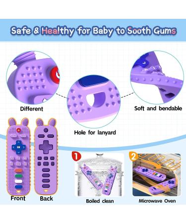Scuwtocn Silicone Teether Toys | Remote Control Shape | Baby Teething Toy 6-12 Months | Textured & Flexible | Gum Soothing & Sensory | Purple - Buy Online on GoSupps.com