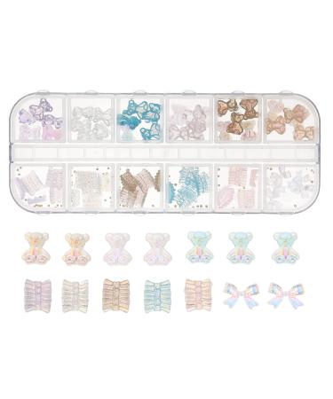 1 Box Nail Art Accessories Nail Art Small Decors Nail Crystals Nail Art Bear Nail Diy Accessories Resin Nail Art Studs Bow Nail Studs Delicate Little White Flower Tree Finger 3d Color 1