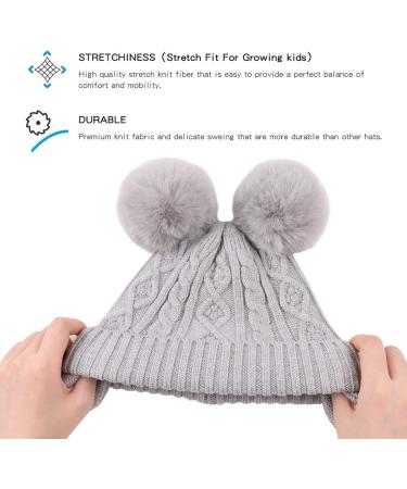 XIAOHAWANG Warm Kids Beanie | Winter Knitted Baby Hat for Boys Girls | Infant Toddler Toque with Pompom | Gray - Buy Online on GoSupps.com