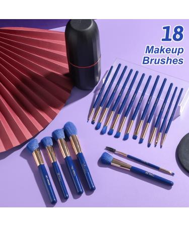 BS-MALL 18 Pcs Makeup Brushes Set with Case - Premium Synthetic Brushes for Foundation, Powder, Concealers, Eye Shadows - Dark Blue - Buy Online on GoSupps.com