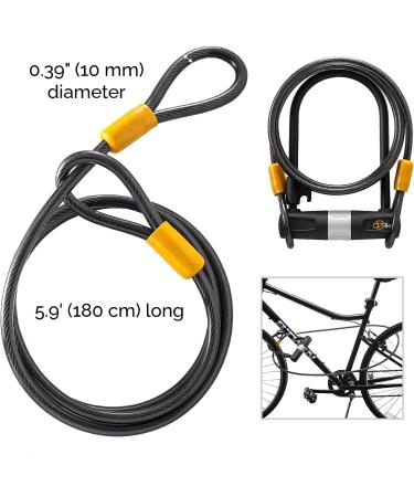 Via Velo 2 Bicycle U-Lock Set - Heavy Duty 14mm Shackle and 10mm x 1.8m Cable - Same Key System - Ideal for Road, Mountain, Folding Bike - 2 Pack - Buy Online on GoSupps.com