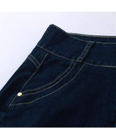 Sanahy Women's Casual High Waist Denim A-line Skirt | Button Front, Knee Length Fishtail Style | Dark Blue, Size Large - Buy Online on GoSupps.com