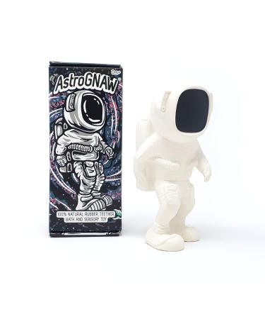 AstroGNAW (White) Astronaut baby toy made of natural rubber for teething bathing and sensory play AstroGNAW White