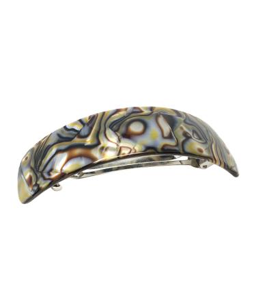 French Amie Onyx Handmade Curved Strong Grip Celluloid Automatic Volume Hair Clip Barrette (Onyx Silver Grey)