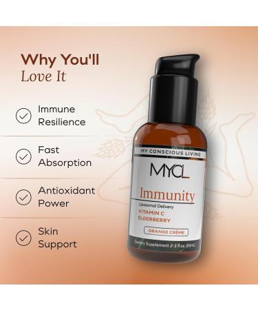 MYCL Liposomal Vitamin C Liquid with Elderberry Echinacea Zinc and Vitamin D - Immune and Antioxidant Support - Orange Cr me Flavor - Made in USA - 30 Pump Servings - Buy Online on GoSupps.com