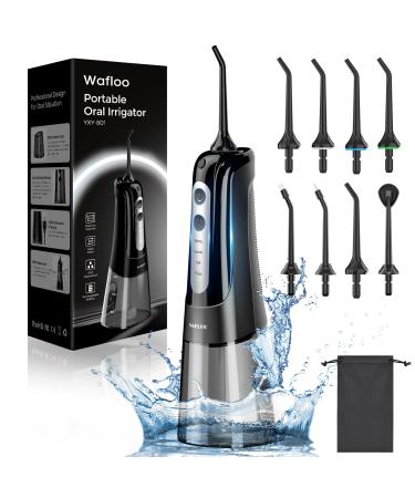 Cordless Water Dental Flosser for Teeth with 8 Jet Tips 300ML Tank Oral Irrigator Portable with 4 Modes IPX7 Waterproof Rechargeable Water Floss for Home Travel Adults Teeth Cleaning (Black)