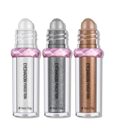 KYDA 3 Colors Roll-on Powder Eyeshadow Holographic Glitter Eyeshadow Stick Glow Mermaid Eye Shadow Powder Makeup Radiant Pearl Sequins for Eyes Highlighting