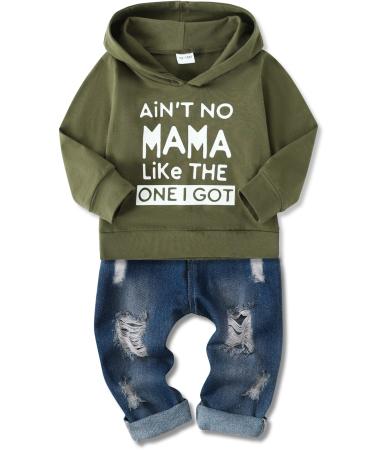 SOLOYEE Baby Boys Outfits Clothes Sets Kid Fashion Clothes 2 Pcs 3-4 Years Army Green