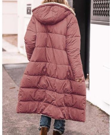 Buy Hanxiulin Women's Fluffy Warm Fleece Plush Jacket - Lightweight Hooded Long Sleeve Quilted Outdoor Top in Red - Buy Online on GoSupps.com