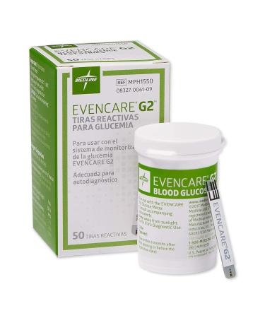 Medline EvenCare G2 Blood Glucose Test Strips - 6 Second Results - 50 Count (Pack of 12) - Buy Online on GoSupps.com
