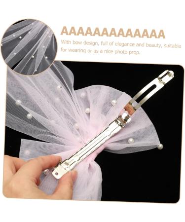 DRESSOOS Mesh Ribbon Hairpin Bow for Girls Pearl Decor Bows for Bridal Hair Accessories Bridal Veils for Wedding Hair Deyer Lace Veil Wedding Veils Pink Bride Pearl Temperament Top Clip - Buy Online on GoSupps.com