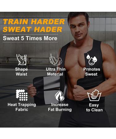Kumayes Men's Sauna Sweat Vest - Neoprene Fitness Corset & Shapewear | XXL Black for Weight Loss & Belly Slimming - Buy Online on GoSupps.com
