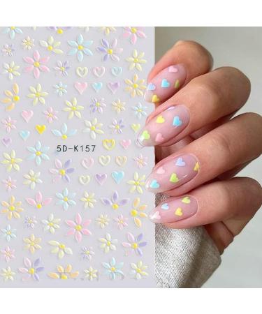 Spring Daisy Flower Nail Art Stickers - Colorful 5D Nail Decals for Women - Self Adhesive Manicure Decoration - Buy Online on GoSupps.com