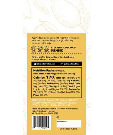 Elements Truffles Ayurveda Shakti Bars - Vegan & Organic Date Energy Snacks - No Added Sugar, Nuts, or Gluten - Non-GMO Natural Grab & Go Food - Mango, Chocolate, Coconut & Rose Variety Pack (12 Bars) - Buy Online on GoSupps.com