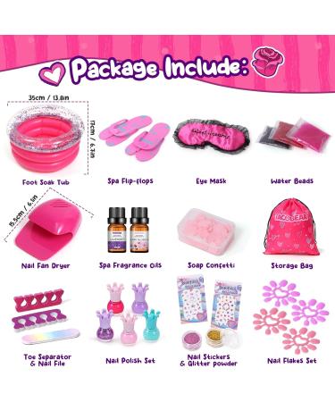 Kid Foot Spa & Nail Art Kit for Girls 5-12 Years | Manicure Pedicure Set, Nail Dryer, Nail Polish, Inflatable Foot Tub | Perfect Pamper Gift for Spa Sleepover Party - Buy Online on GoSupps.com