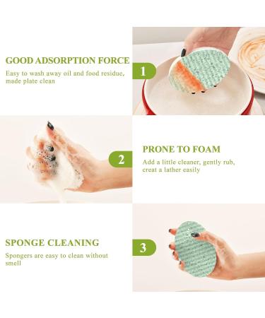3-Pack Cleaning Kitchen Sponges Oval Green Stripes Retro Kitchen Cellulose Dishwashing Wood Pulp Cotton - Buy Online on GoSupps.com