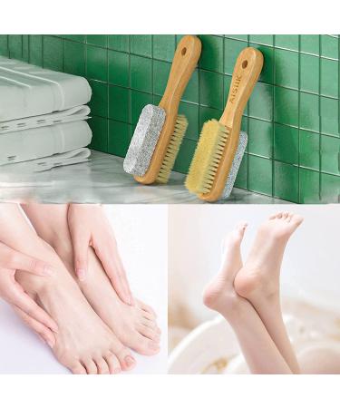 Aisilk Foot Bristle Brush & Pumice Stone Combo - Exfoliator for Pedicures, Calluses Remover - Wooden Handle with Rope - Body & Feet Scrubber for Massage, SPA, Sauna - 1 Count - Buy Online on GoSupps.com