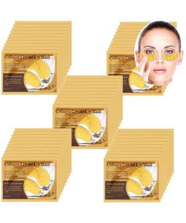 50 Pairs Crystal Collagen 24k Gold Under Eye Gel Pad Face Mask Anti Aging Wrinkle for Dark Circles Anti Wrinkle Puffy Eyes Skincare Hydrating Soothing