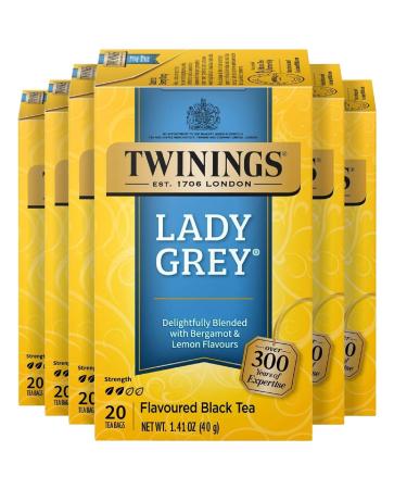 Twinings Black Tea Lady Grey 20 Count Bagged Tea (6 Pack)
