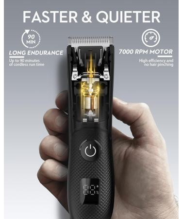 Men's Electric Groin & Pubic Hair Trimmer - Waterproof Body Groomer with 2 Ceramic Blades, LED Light, Power Display - Safe Wet/Dry Balls Trimmer in Black - Buy Online on GoSupps.com