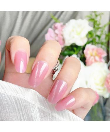 MENILITHS 24Pcs Long Pink Cat Eye Solid False Nails Sticker False Nails Acrylic Fake Nails Full Cover Nails Tips Artificial Finger Manicure for Women and Girls - Buy Online on GoSupps.com