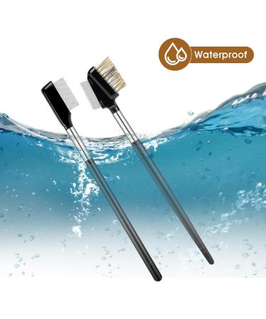 2 in 1 Eyelash Comb and Eyebrow Brush Set - Stainless Steel Makeup Grooming Tool for Lashes and Brows (2 PCS) - Buy Online on GoSupps.com