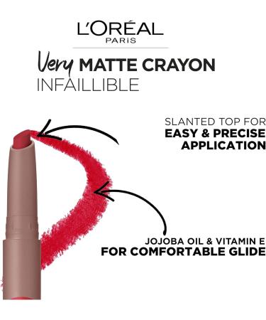 L'Oreal Paris Infallible Very Matte Lip Crayon Lipstick Smudge Proof Nude Lipstick 104 Tres Sweet 1 kg 104 Tres Sweet 1 count (Pack of 1) - Buy Online on GoSupps.com