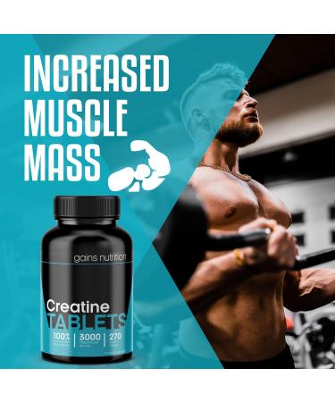 Creatine Monohydrate 3000mg Vegan Tablets - 270 Count - 90 Day Supply - Buy Online on GoSupps.com