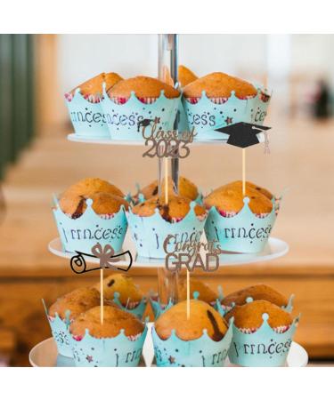 Fulenyi 2023 Cake Toppers Cupcake Toppers with Graduation Pack of 24 Glitter Class of 2023 Graduation Caps Cupcake Picks for Party Cake Decorations Gold - Buy Online on GoSupps.com