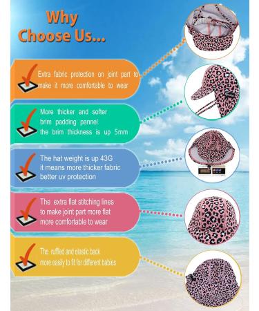 weVSwe Baby Toddler Sun Hat UPF 50+ Swim Cap Flap Neck Protection Adjustable Chin Straps Pink Leopard - 6-12 Months - Buy Online on GoSupps.com