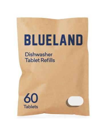 BLUELAND Dishwasher Detergent Tablet Refill 1 Pack - Plastic-Free & Eco Friendly Alternative to Liquid Pods or Sheets - Natural, Sustainable - 60 Washes 60 Tablet Refill