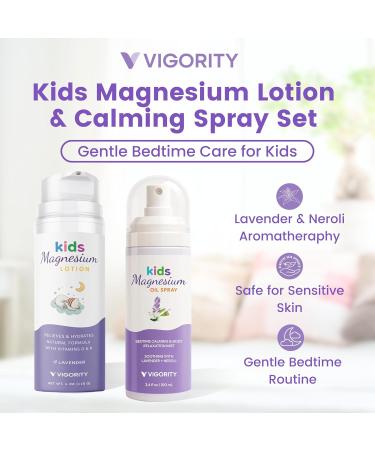 Kids Magnesium Lotion & Magnesium Sleep Spray Set - Calming Lavender Magnesium Oil Spray for Kids Bedtime + Soothing Body Lotion for Nighttime Legs & Feet Comfort Aromatherapy Lavender & Neroli - Buy Online on GoSupps.com