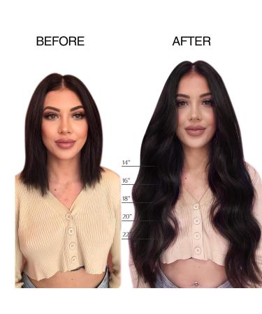 Doores Clip-In Extensions - Real Human Hair Natural Black 50cm (20 Inch) 7 Pieces 110g Remy Seamless Hair Extensions - Buy Online on GoSupps.com