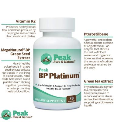 Peak BP Platinum Blood Pressure Supplement with MegaNatural-BP Grape Seed - 30 Capsules - Buy Online on GoSupps.com