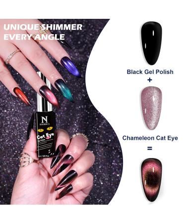 Gel Nail Polish Kit with UV Light | 12 Colors Sparkly Glitter & 9D Chameleon Cat Eye Set | All-in-One Manicure Tools & Magnet Base Top Coat - Buy Online on GoSupps.com