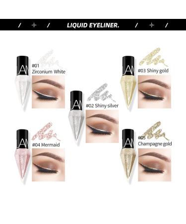 LAMUSELAND Glitter Liquid Eyeliner Set - 5 Colors Metallic Shimmer Pigment Eye Liner Pen - Waterproof Long Lasting Eyeshadow Makeup - Diamond Shape - 5pcs - Buy Online on GoSupps.com