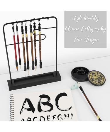 Jolensoy 9-Pins Calligraphy Sumi Brush Hanger - Metal Wenge Holder for Chinese Calligraphy Brushes - Perfect for Home Office or Study Room - Buy Online on GoSupps.com