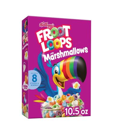 Kelloggs Froot Loops Breakfast Cereal with Marshmallows, Fruit Flavored, Breakfast Snacks with Vitamin C, Original with Marshmallows, 10.5oz Box (1 Box)