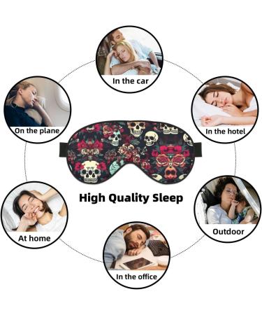 Colorful Floral Skulls Print Double-Sided Eye Mask - Soft Light Blocking for Better Sleep Quality | International Shipping Available - Buy Online on GoSupps.com